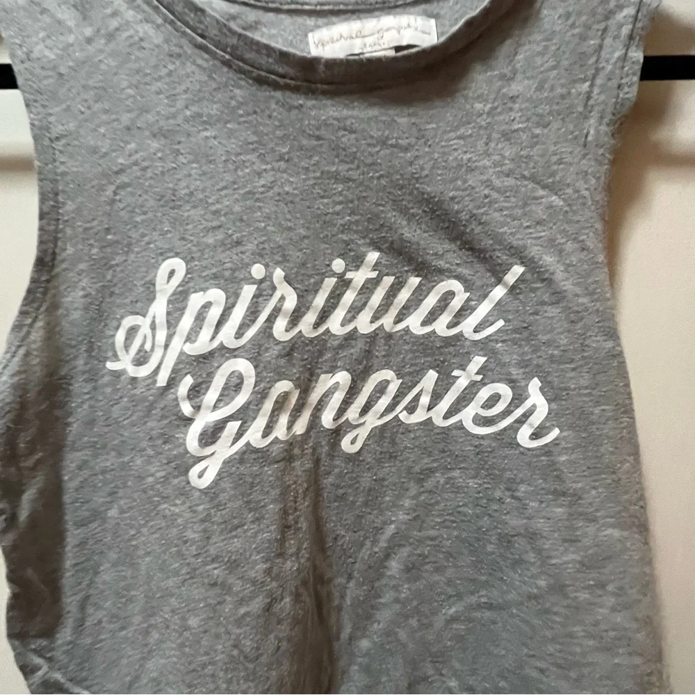 Spiritual Gangster Heather Gray Sleeveless Tee - Picture 2 of 4